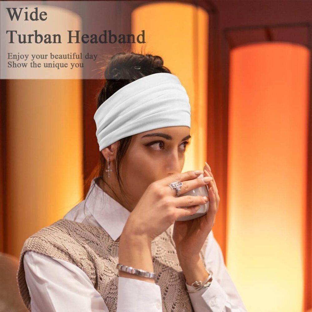 Wide Headbands for Women Stretch Boho Hair Bands Turban Workout Accessories 6 Pa - Picture 5 of 6